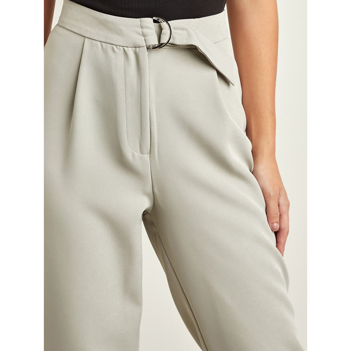 بنطلون سادة بحزام من ستايلي-women-clothing-trousers-image-3