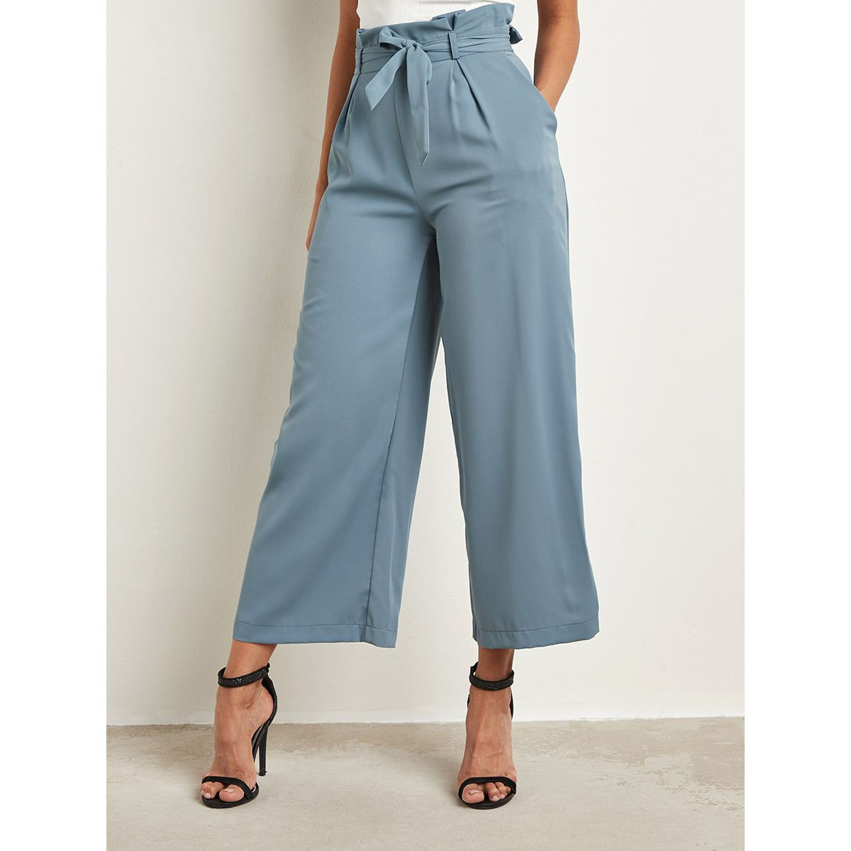 بنطلون بكسرات وخصر مزموم من ستايلي-women-clothing-trousers-image-1