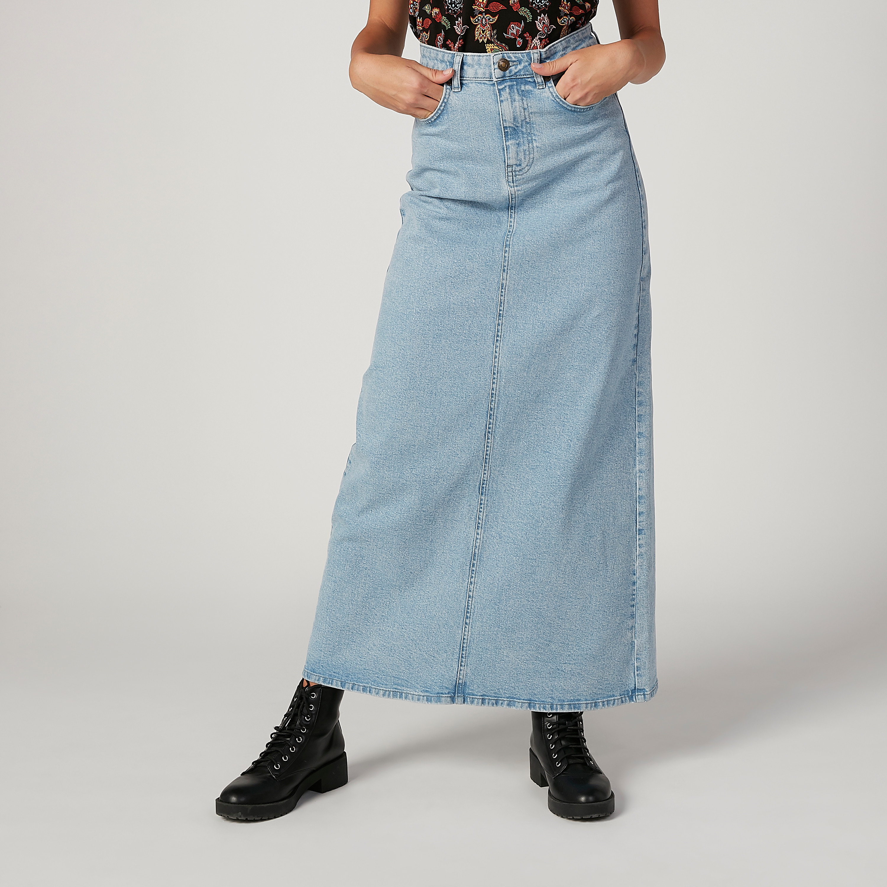 Women's Juniors/Plus Size Long A-Line Stretch Denim Maxi Skirt | eBay
