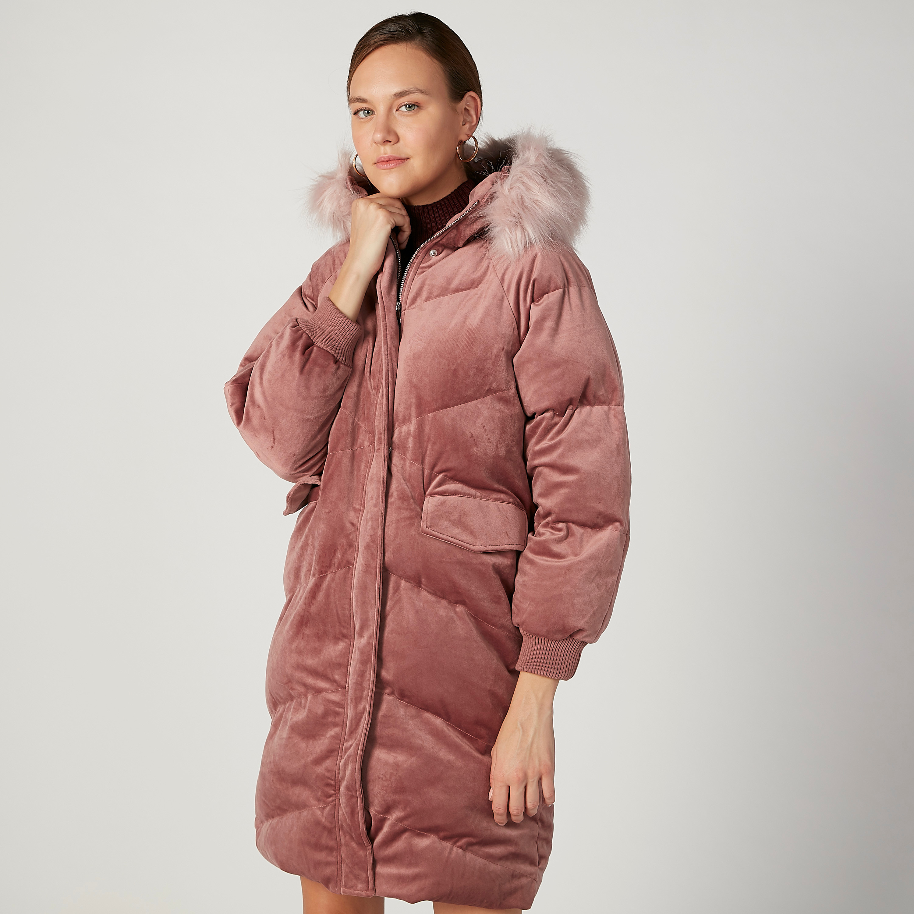 Kwd fur hot sale hood coat