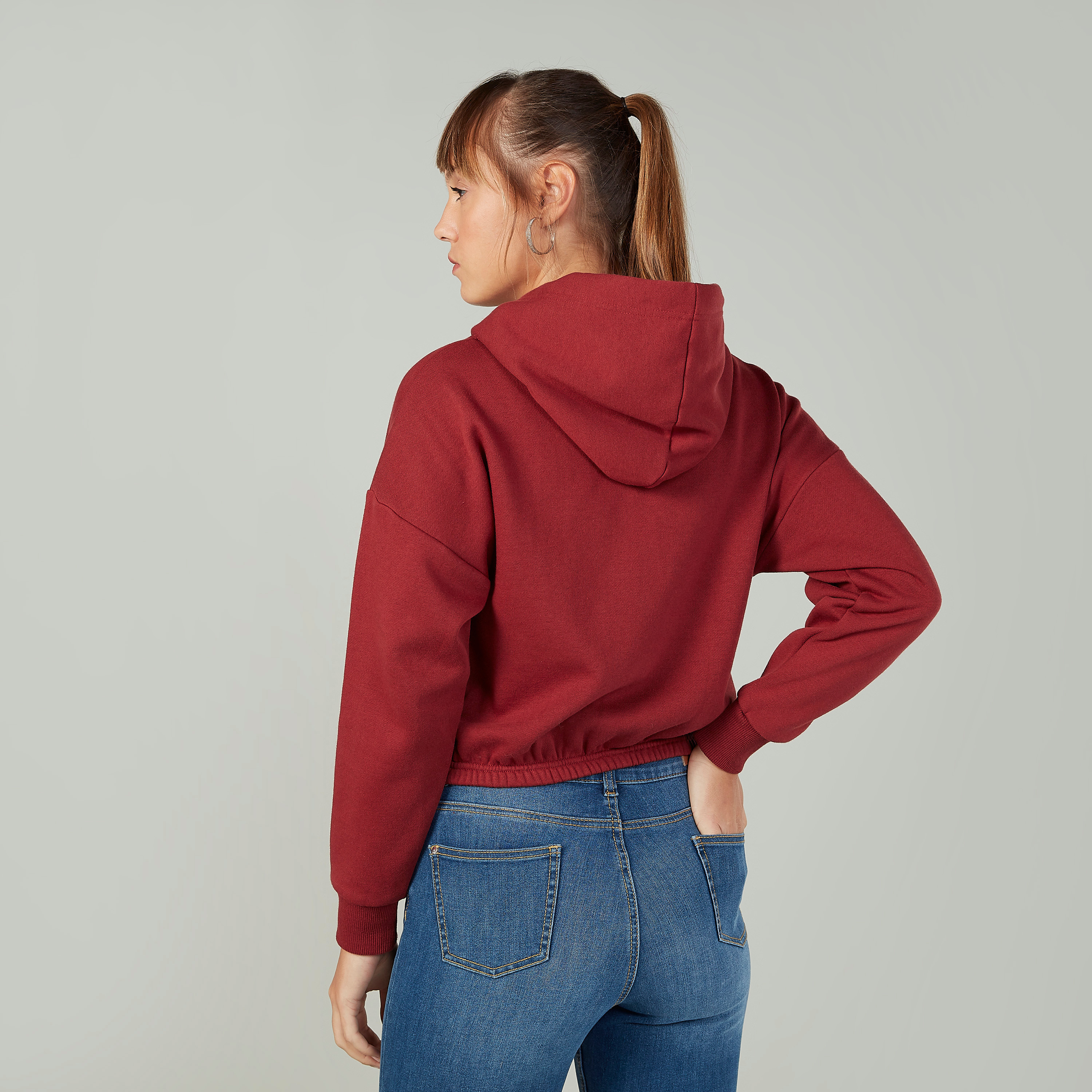 Lee Cooper Solid Hooded Sweatshirt with Long Sleeves-women-clothing-hoodiesandsweatshirts-sweatshirts-image-4