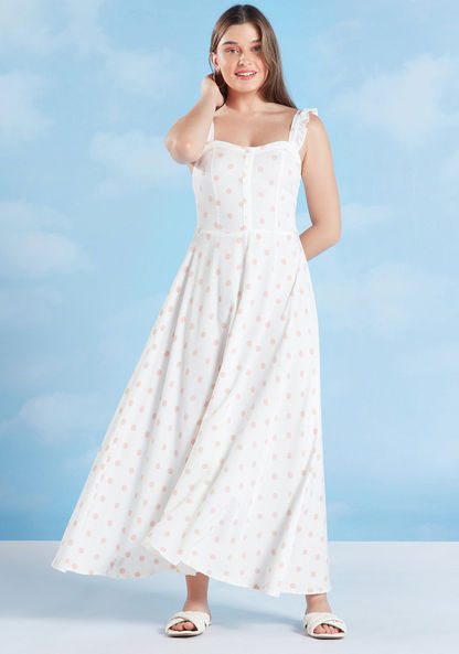 Sustainable Lee Cooper Polka Dot Midi A-line Sleeveless Dress