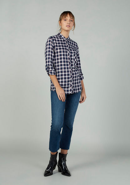 Lee Cooper Chequered Shirt with Long Sleeves and Chest Pocket