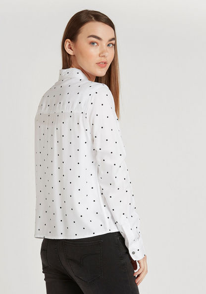 Scatter Print Shirt with Long Sleeves and Flap Pockets