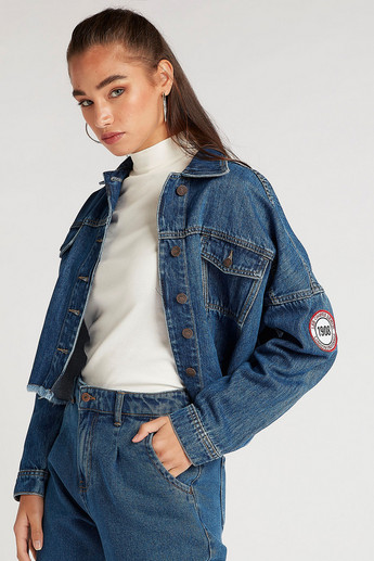 Sustainable Lee Cooper Solid Denim Jacket with Long Sleeves