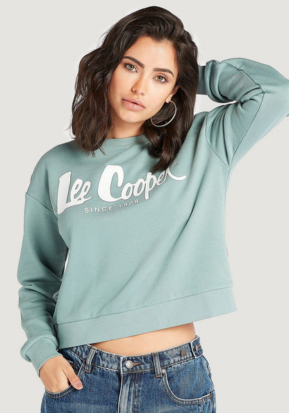 Lee Cooper Printed Crew Neck Sweatshirt with Long Sleeves