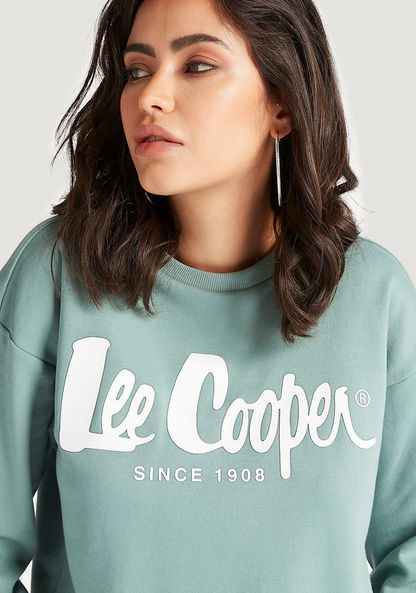 Lee Cooper Printed Crew Neck Sweatshirt with Long Sleeves