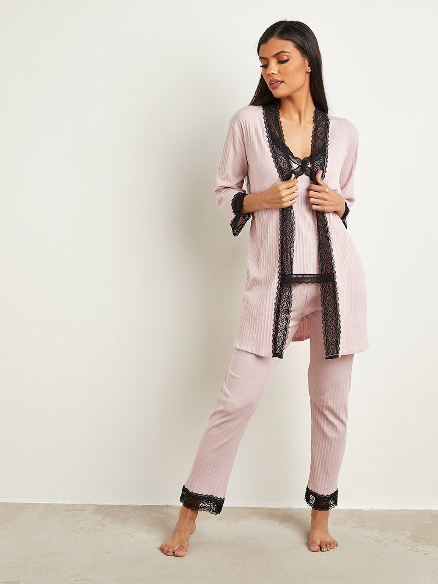 طقم بيجاما من 3 قطع من ستايلي-women-clothing-nightwear-pyjamas-longsets-image-1