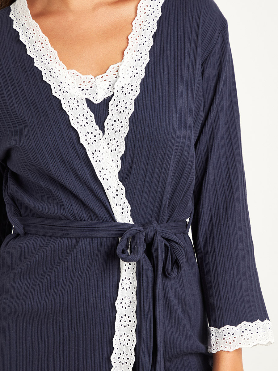 مجموعة من 3 بلوزة وبنطلون سادة وروب بحزام من ستايلي-women-clothing-nightwear-pyjamas-longsets-image-8