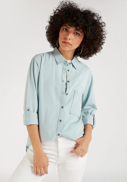 Lee Cooper Solid Shirt with Pocket and Long Sleeves