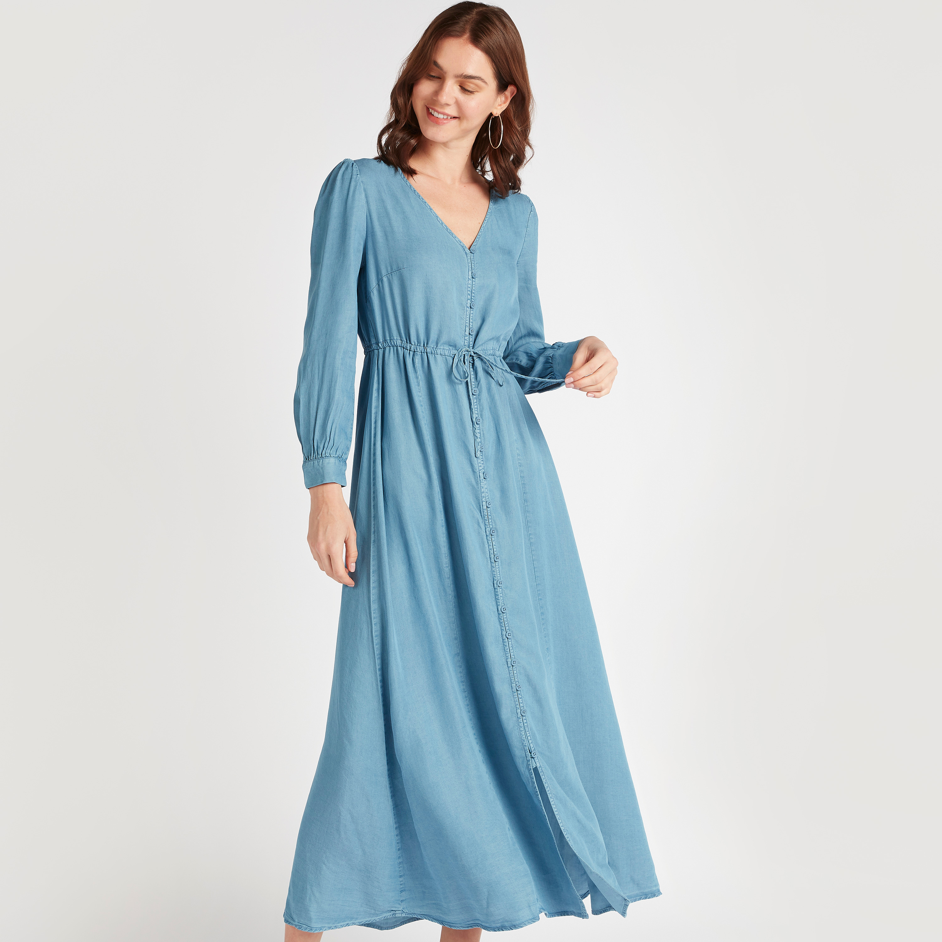 Teelynn Boho Embroidery Long Denim Dress For Women Vintage V-neck Long  Sleeve Maxi Dresses Casual Loose Summer Vestidos 2022 - Dresses - AliExpress