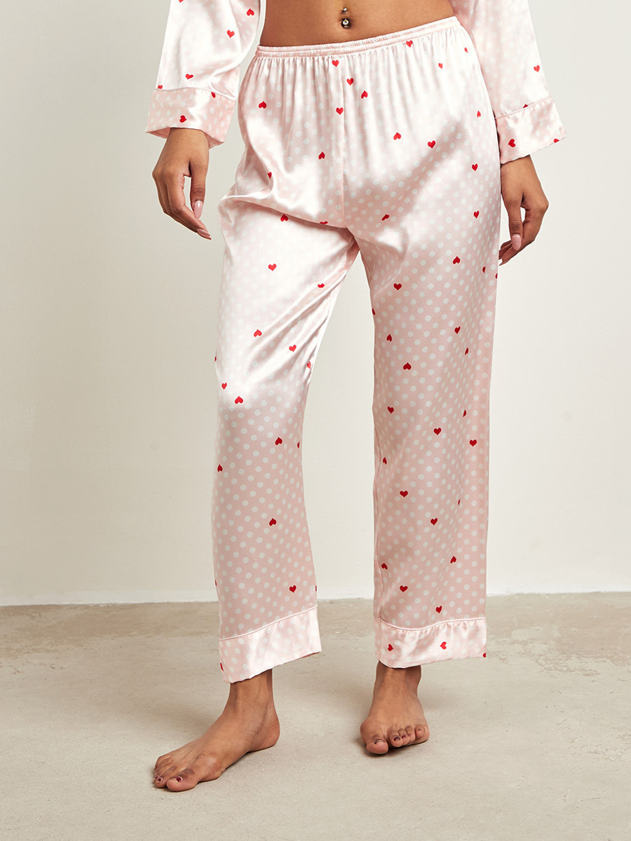 Styli Heart Spot Print Button Through Shirt and Pyjama Set-women-clothing-nightwear-pyjamas-longsets-image-4