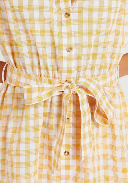 Lee Cooper Checked Mini A-line Dress with Belt Tie-Up