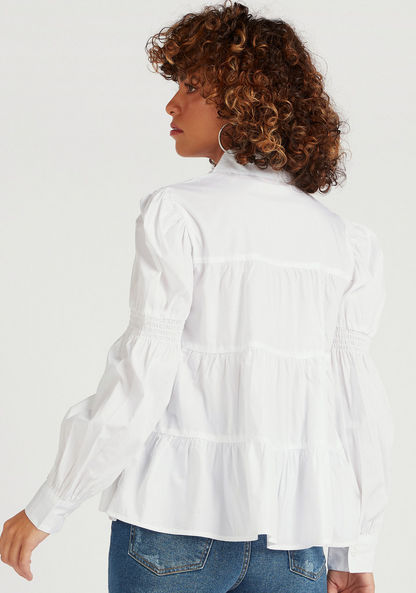 Collared Tiered Shirt with Long Sleeves