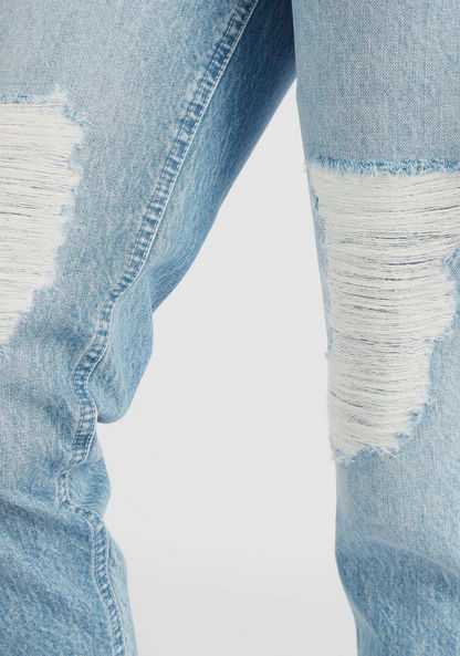 Lee Cooper Ripped Mom Jeans with Button Closure