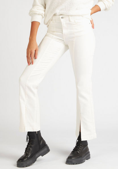 Lee Cooper Mid-Rise Jeans with Front Slit and Button Closure