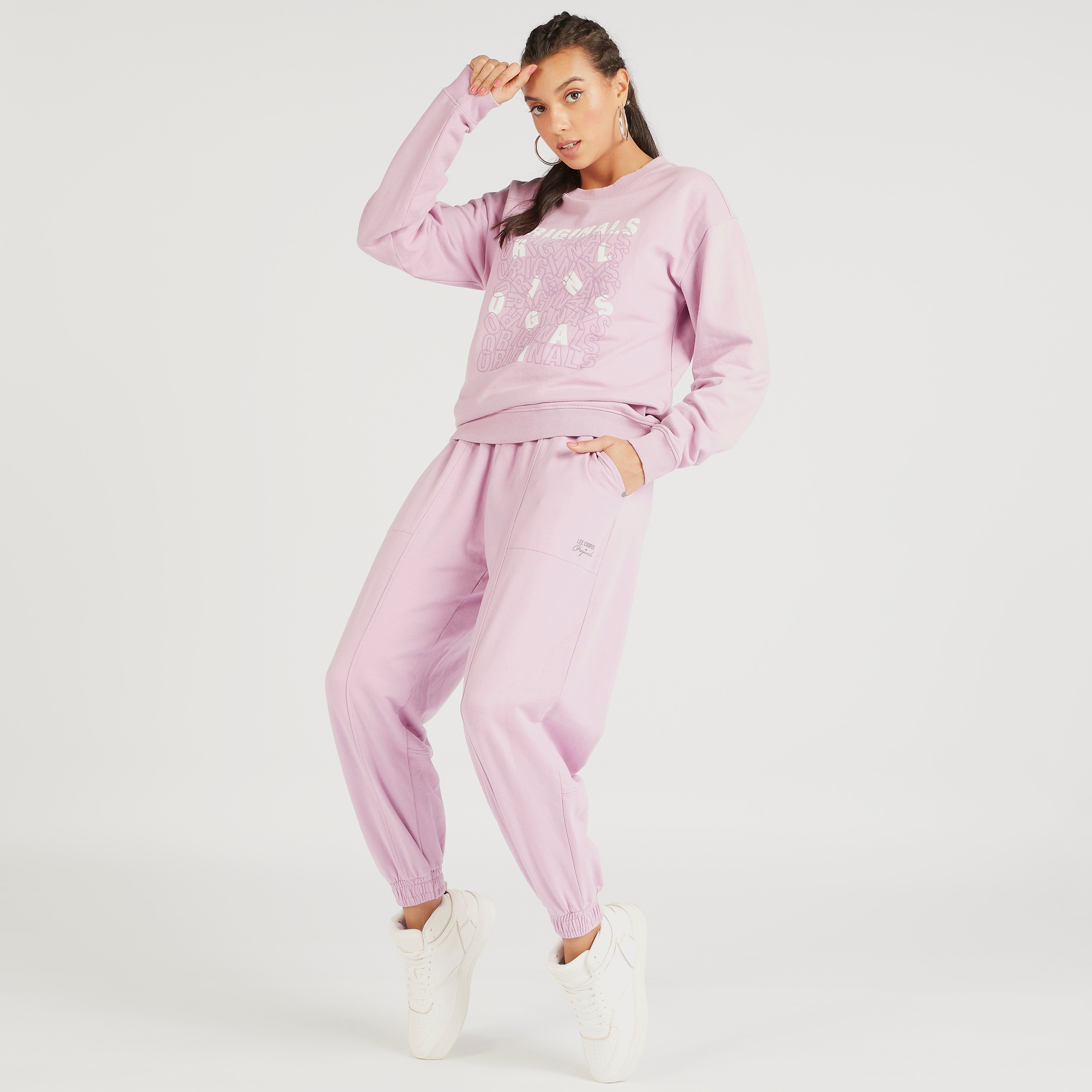 Lee Cooper Mid-Rise Joggers with Elasticated Waist and Pockets-women-clothing-bottoms-joggers-image-2