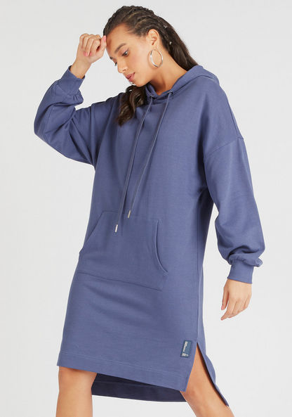 Lee Cooper Side Slit Hooded Dress with Long Sleeves-Hoodies-image-0