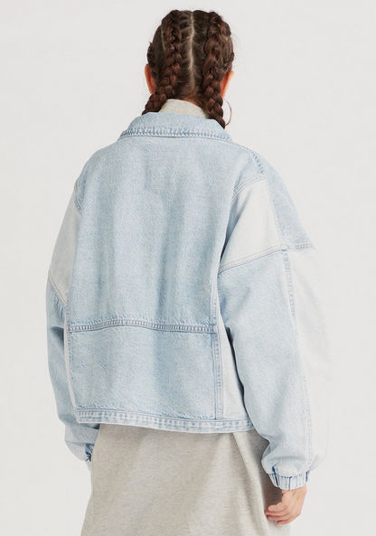 Lee Cooper Solid Oversized Denim Jacket with Long Sleeves
