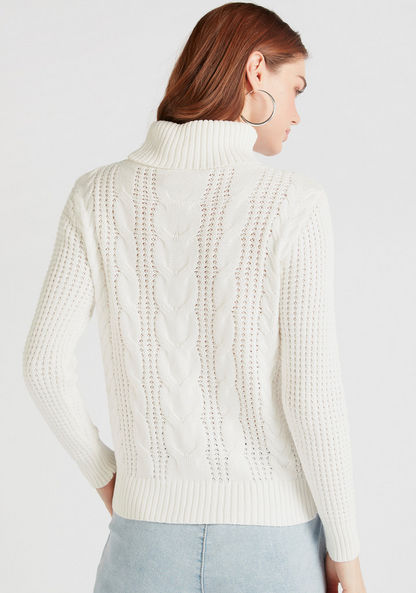 Lee Cooper Textured Turtle Neck Sweater with Long Sleeves