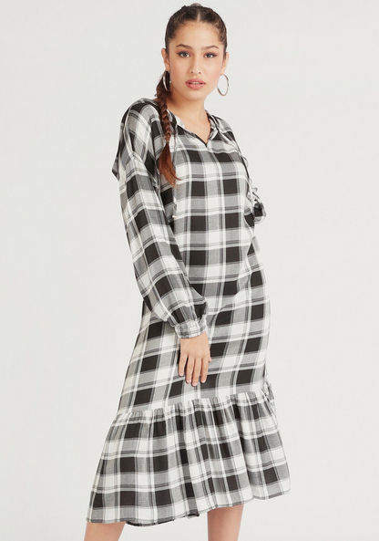 Lee Cooper Checked Midi Shift Dress with Hood