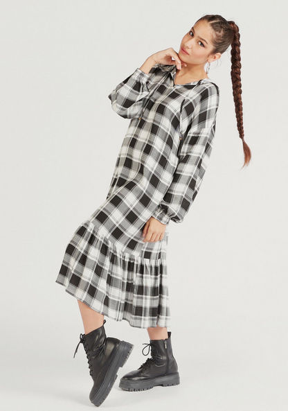 Lee Cooper Checked Midi Shift Dress with Hood