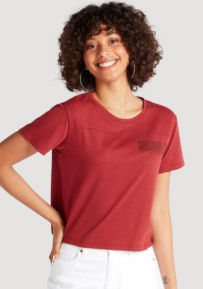 Lee Cooper Printed T-shirt with Round Neck and Short Sleeves
