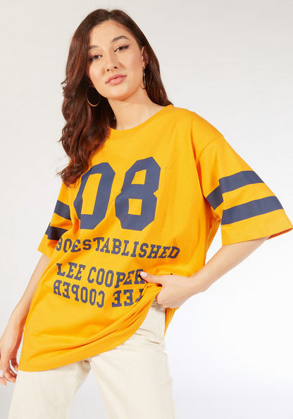 Lee Cooper Printed T-shirt with Short Sleeves and Crew Neck-T Shirts-image-2