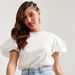 Lee Cooper Solid Top with Crew Neck and Puff Sleeves-T Shirts-thumbnailMobile-2