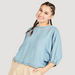 Lee Cooper Solid Round Neck Top with 3/4 Sleeves and Zip Closure-Shirts and Blouses-thumbnailMobile-2