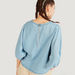 Lee Cooper Solid Round Neck Top with 3/4 Sleeves and Zip Closure-Shirts and Blouses-thumbnailMobile-3