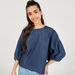 Lee Cooper Solid Round Neck Top with 3/4 Sleeves and Zip Closure-Shirts & Blouses-thumbnailMobile-2
