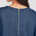 Lee Cooper Solid Round Neck Top with 3/4 Sleeves and Zip Closure-Shirts & Blouses-thumbnailMobile-3