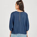 Lee Cooper Solid Round Neck Top with 3/4 Sleeves and Zip Closure-Shirts & Blouses-thumbnailMobile-4