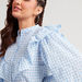 Lee Cooper Checked Top with Long Sleeves and Ruffle Detail-Shirts and Blouses-thumbnailMobile-2