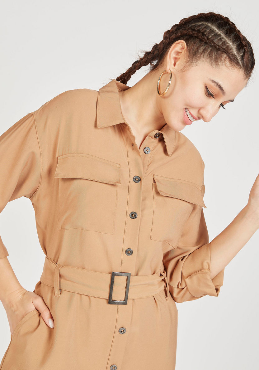Lee Cooper Solid Long Sleeve Jumpsuit with Pockets and Belt-Jumpsuits & Playsuits-image-1