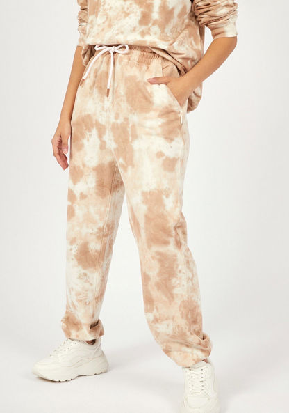 Tie-Dye Printed Mid-Rise Joggers with Drawstring Closure and Pockets-Joggers-image-0