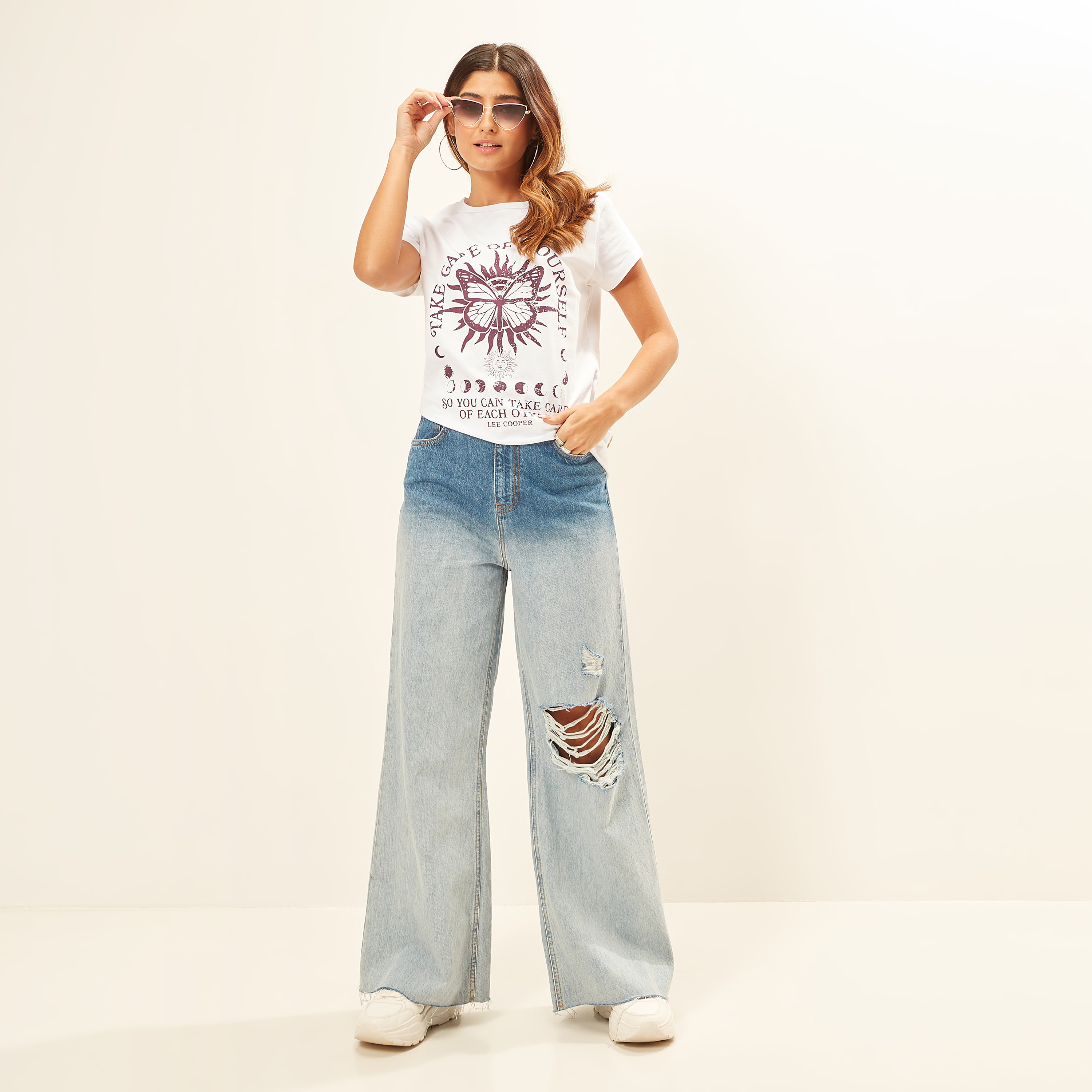 Lee Cooper Printed Crew Neck T-shirt with Short Sleeves-women-clothing-tshirts-image-2