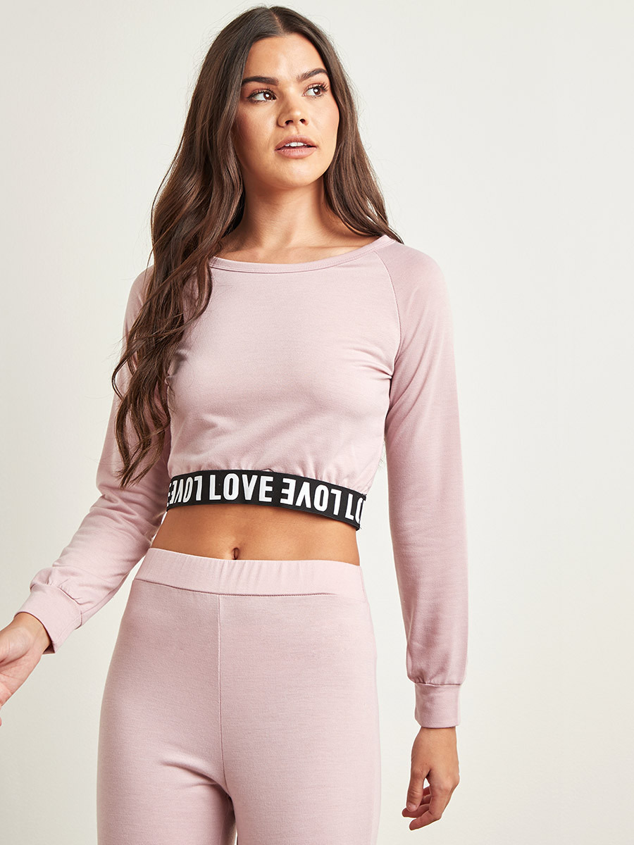 مجموعة من بلوزة قصيرة مطبوعة وبنطلون رياضي سادة من ستايلي-women-clothing-nightwear-pyjamas-bottoms-image-2