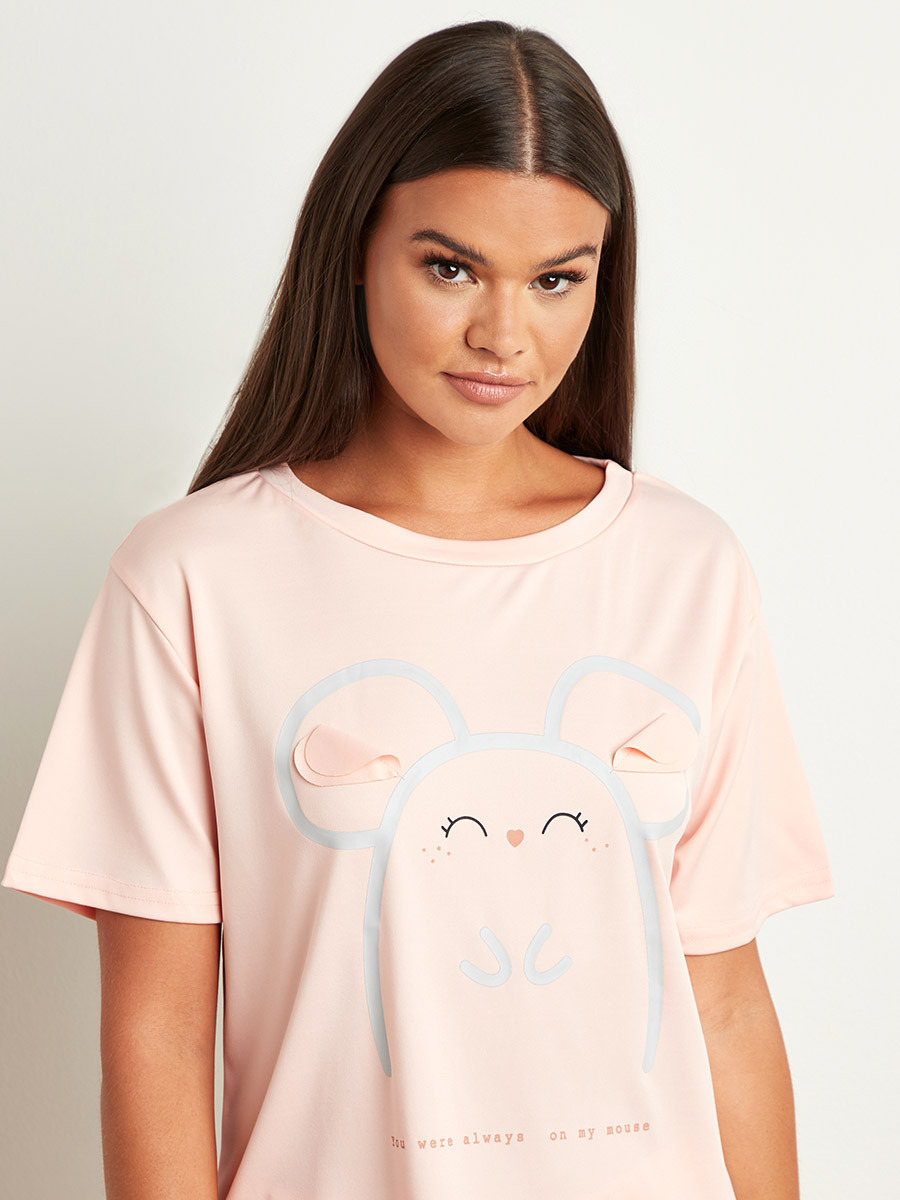 مجموعة من تيشيرت مطبوع وبنطلون بيجاما من ستايلي-women-clothing-nightwear-pyjamas-bottoms-image-2