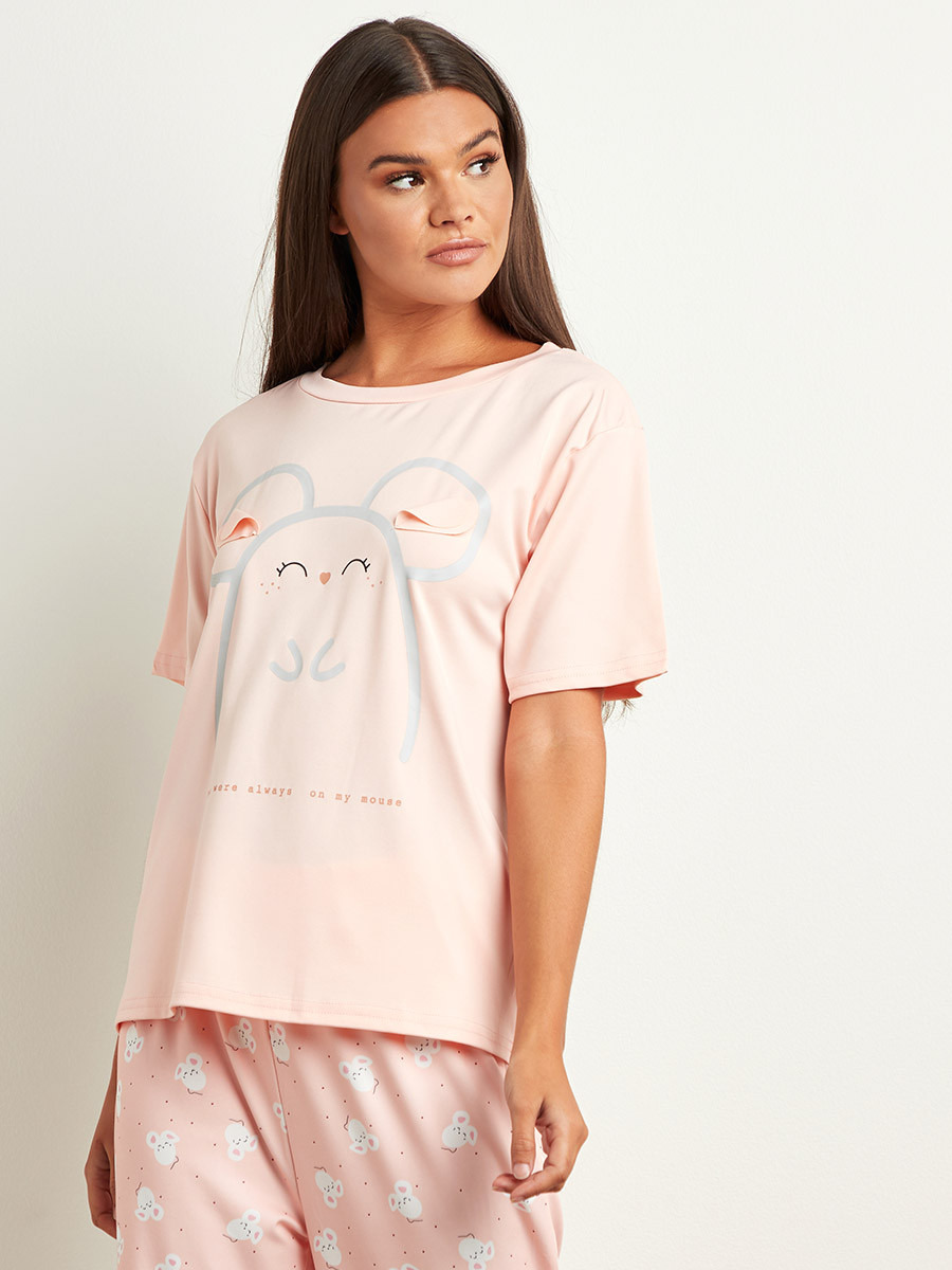 مجموعة من تيشيرت مطبوع وبنطلون بيجاما من ستايلي-women-clothing-nightwear-pyjamas-bottoms-image-4
