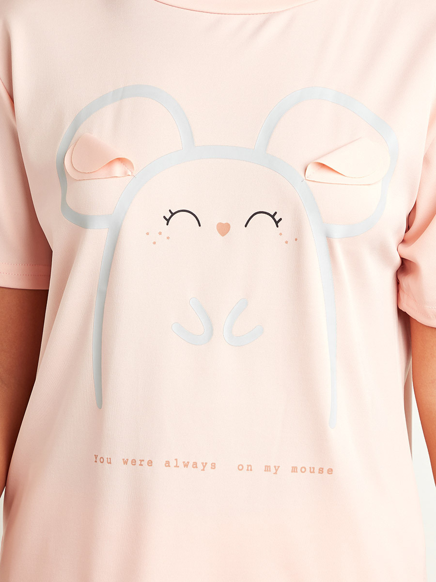 مجموعة من تيشيرت مطبوع وبنطلون بيجاما من ستايلي-women-clothing-nightwear-pyjamas-bottoms-image-6