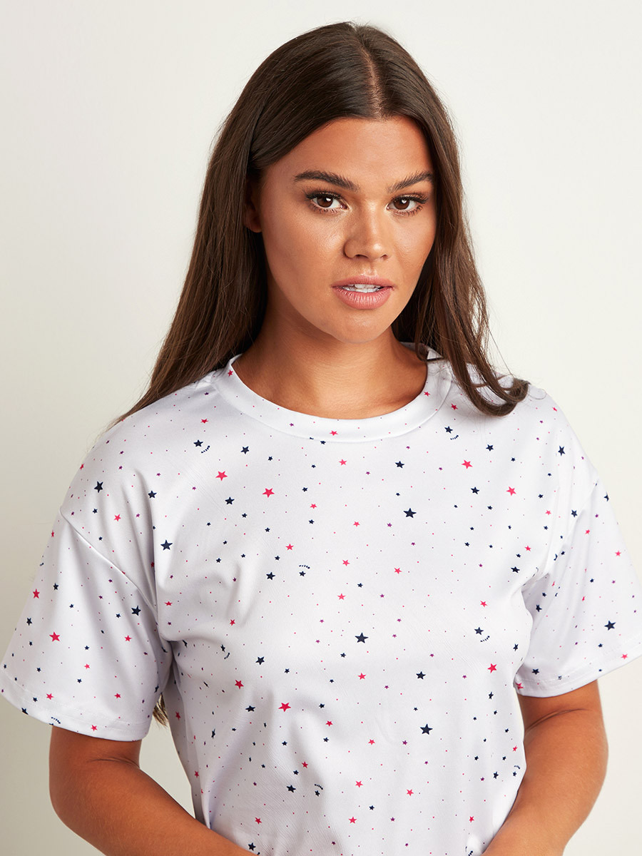 مجموعة من تيشيرت مطبوع وبنطلون بيجاما من ستايلي-women-clothing-nightwear-pyjamas-longsets-image-2