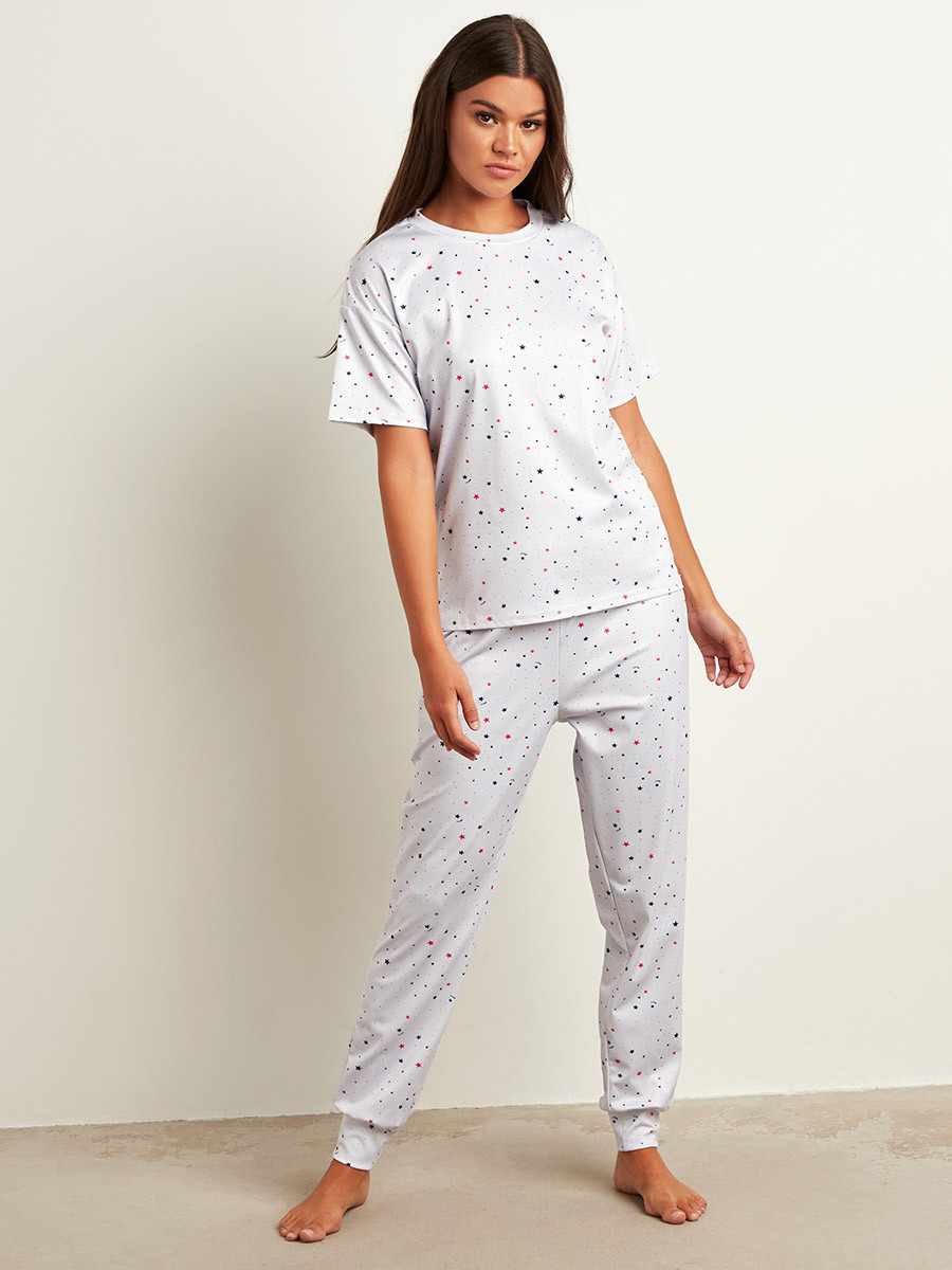 مجموعة من تيشيرت مطبوع وبنطلون بيجاما من ستايلي-women-clothing-nightwear-pyjamas-longsets-image-4