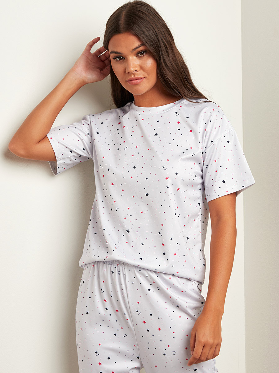 مجموعة من تيشيرت مطبوع وبنطلون بيجاما من ستايلي-women-clothing-nightwear-pyjamas-longsets-image-6