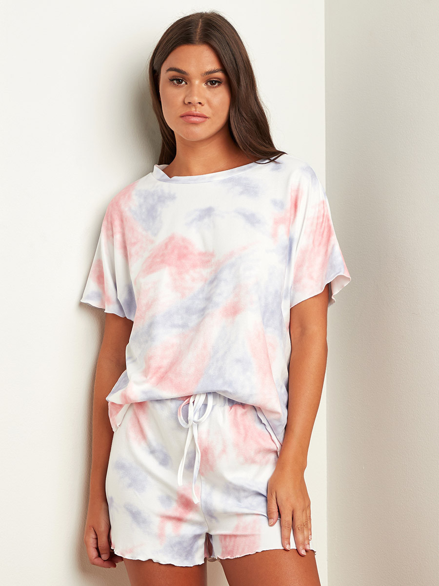مجموعة من تيشيرت فضفاض وشورت من ستايلي-women-clothing-nightwear-pyjamas-longsets-image-1