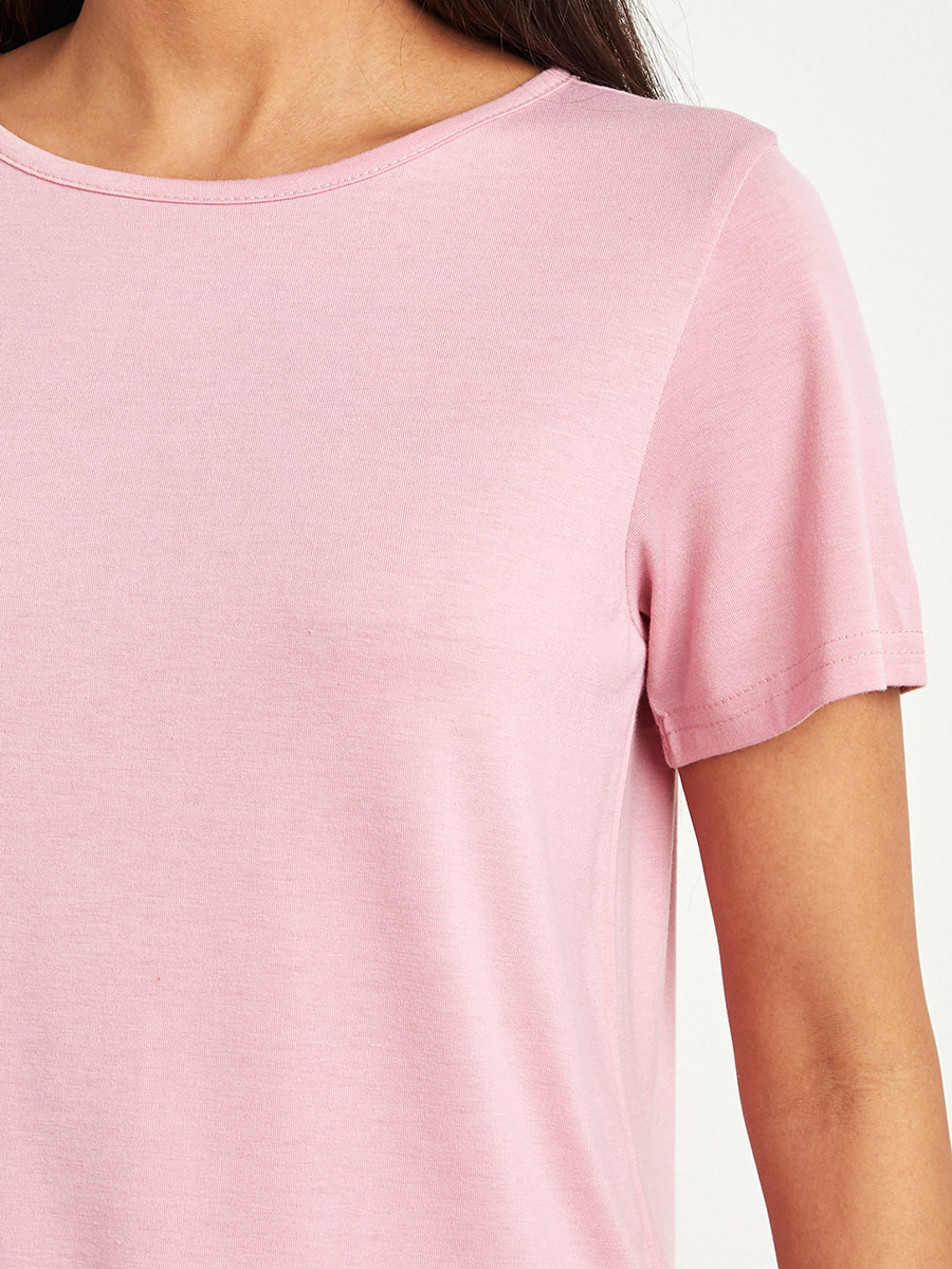 Styli Plain T-shirt and Striped Shorts Set-women-clothing-nightwear-pyjamas-longsets-image-5