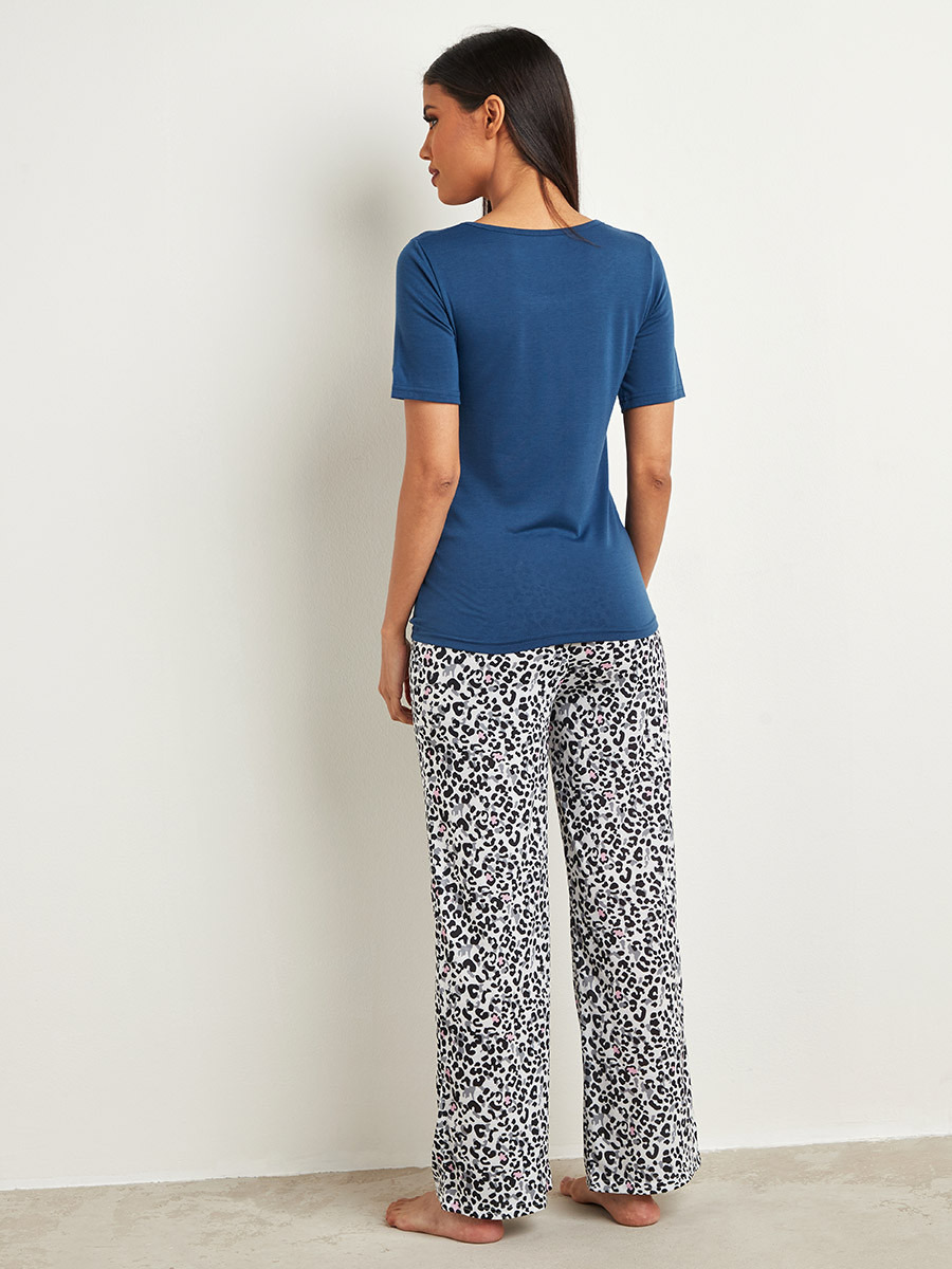 مجموعة من تيشيرت مطبوع وبنطلون بيجاما مطبوع من ستايلي-women-clothing-nightwear-pyjamas-longsets-image-6