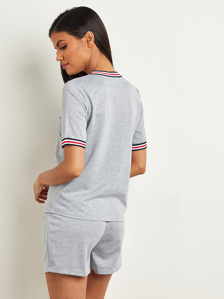 مجموعة من تيشيرت مخطط وشورت  من ستايلي-women-clothing-nightwear-pyjamas-bottoms-image-2
