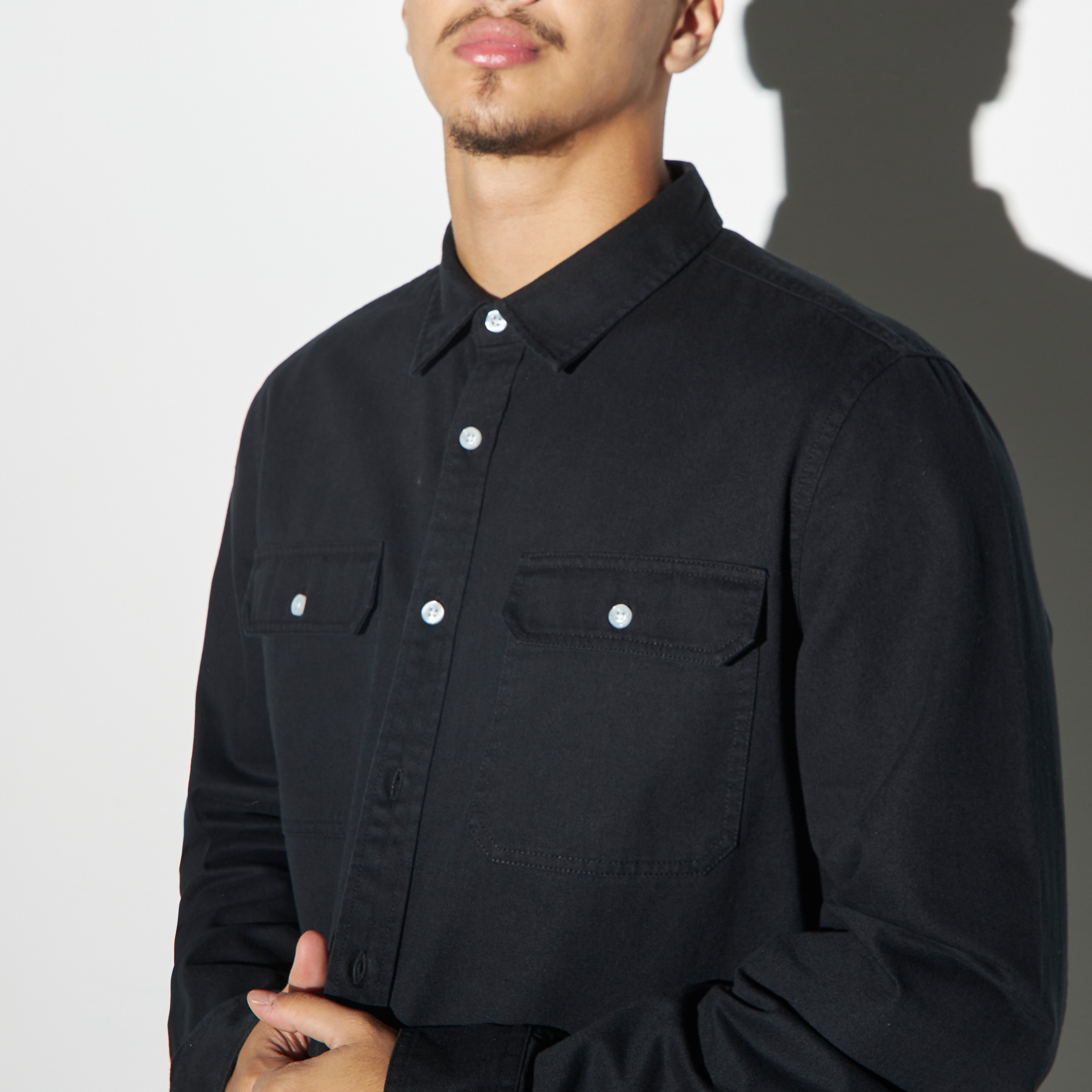 Lee Cooper Lee Black Denim Shirt Shop Lee Cooper Solid Denim Shirt
